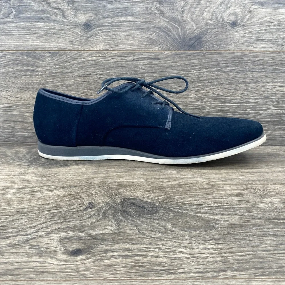 Calvin Klein Kadon Oxford Mens 12 Navy Blue Suede Lace Up Dress Shoes 34F9183